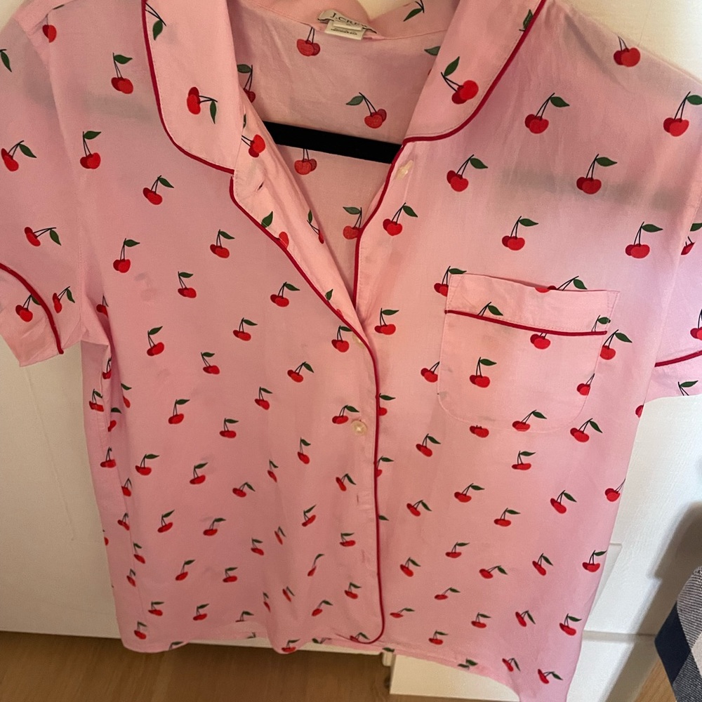 J crew Cherry pajama top.  Never worn but no tags. Women’s size medium.